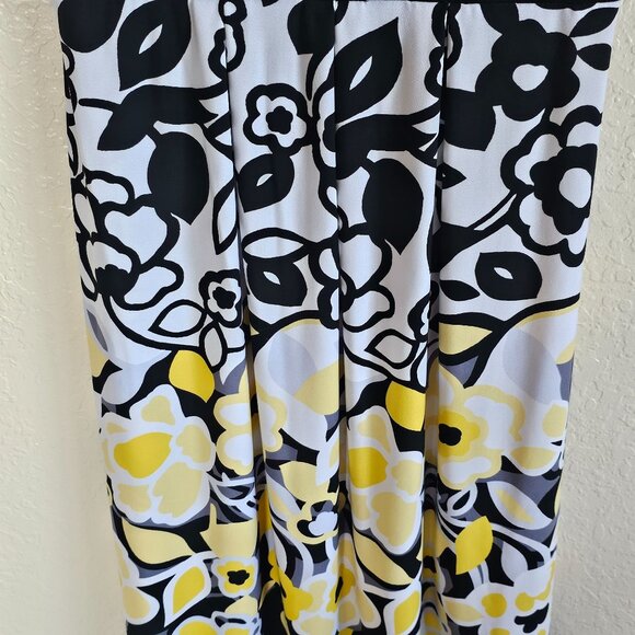 Saint Tropez West Floral Print Sundress Size 8 Black White Yellow Sleeveless Pol - Picture 3 of 7